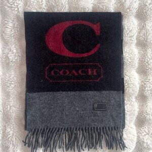 COACH Black Grey and Red Scarf.